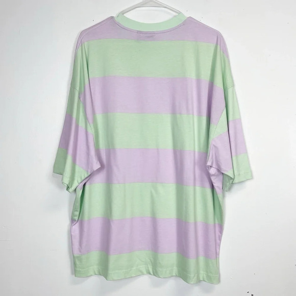 ASOS Design Shirt Womens Medium Purple Green Striped Short Sleeve Tee Tshirt - Picture 3 of 10